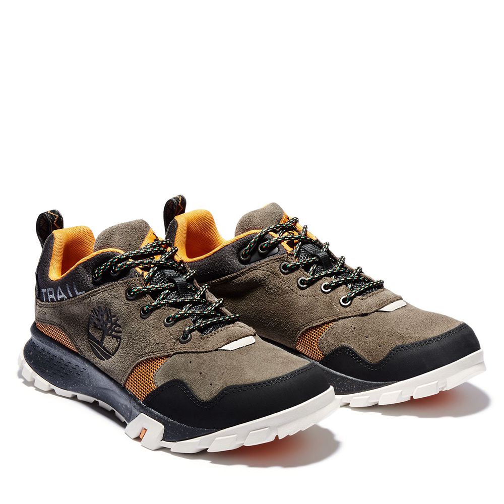 Timberland Mens Hiking Shoes Garrison Trail Low Waterproof - Olive/Black - India VS6975428